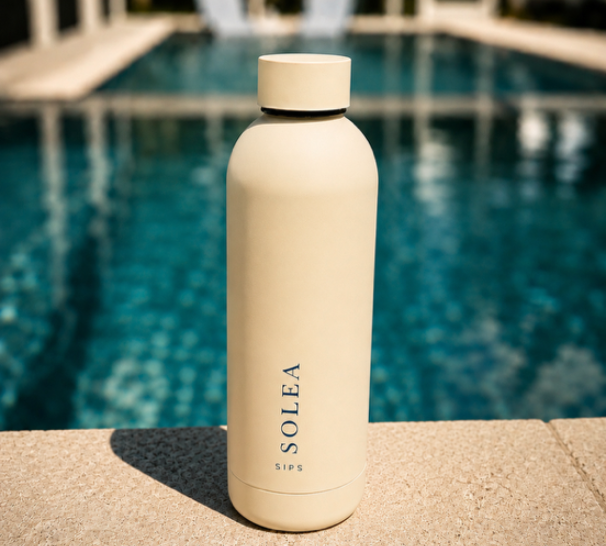 Ivory Insulated Water Bottle by Pool